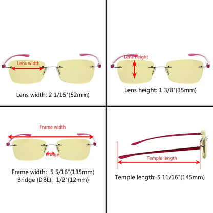 Rimless Blue Light Blocking Reading Glasses Women Men