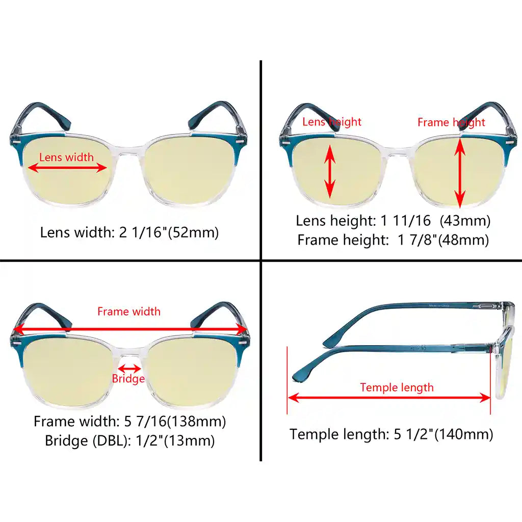 Square Blue Light Blocking Reading Glasses Yellow Tinted Women