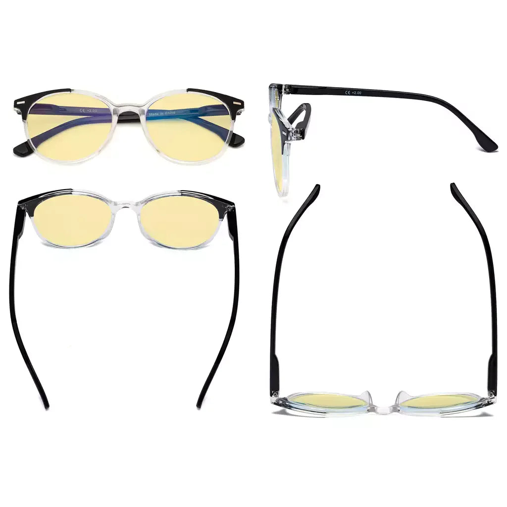 Yellow Tinted Blue Light Blocking Reading Glasses Women