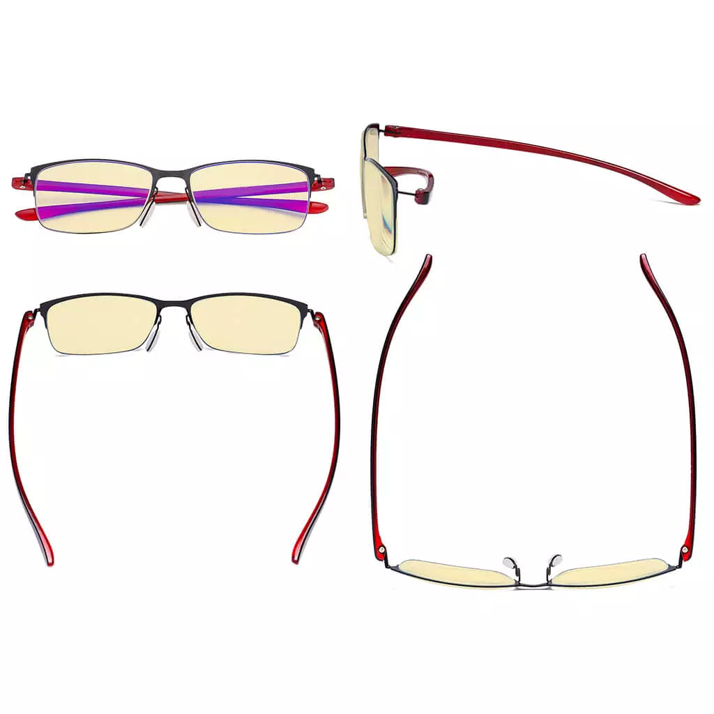 Metal Half-rim Blue Light Blocking Glasses Women Men