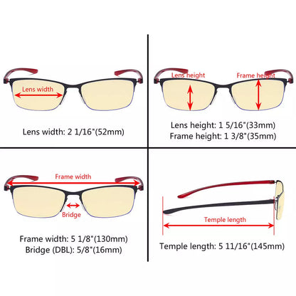 Metal Half-rim Blue Light Blocking Glasses Women Men