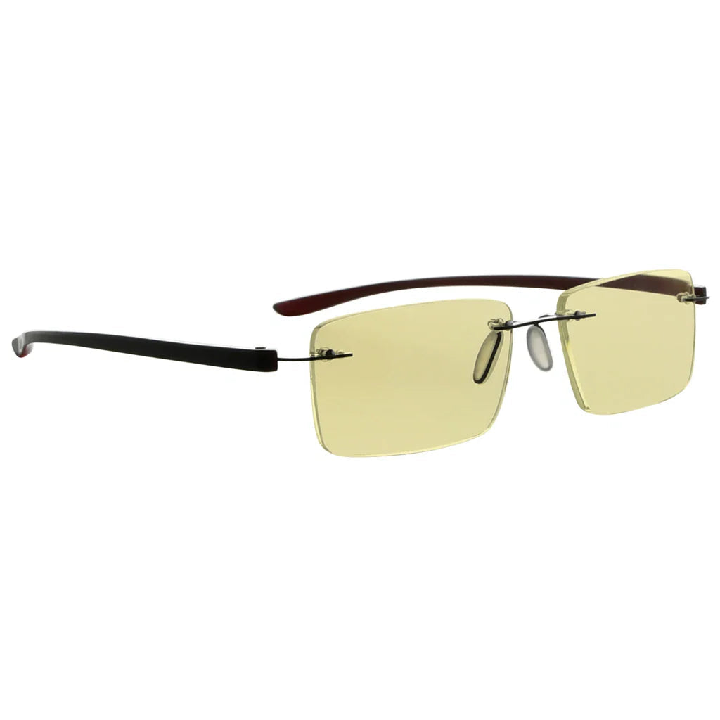 Rimless Yellow Tinted Blue Light Blocking Reading Glasses Women Men