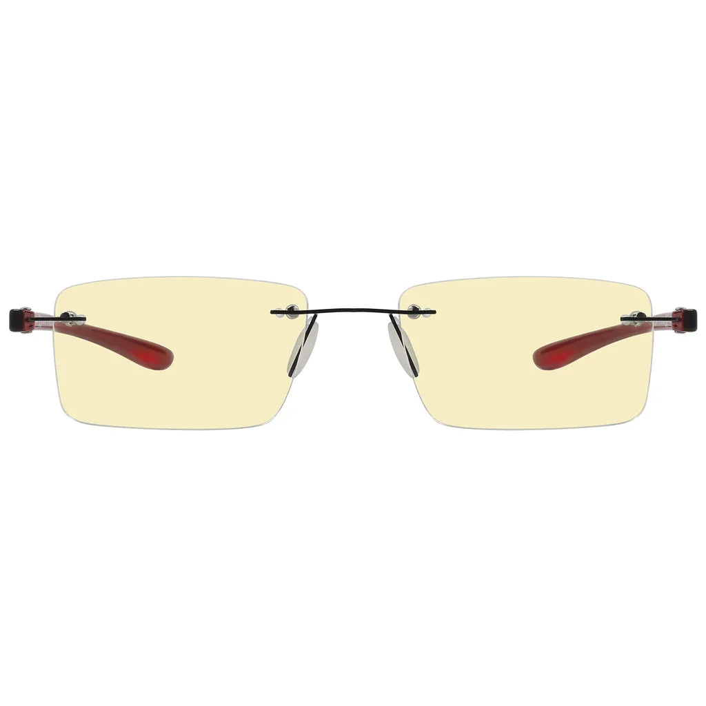 Rimless Yellow Tinted Blue Light Blocking Reading Glasses Women Men