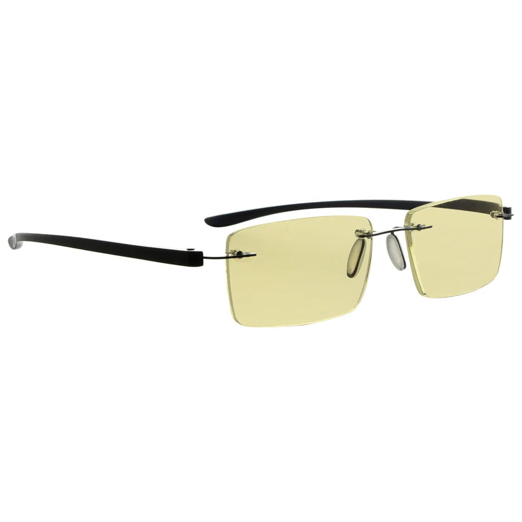 Rimless Yellow Tinted Blue Light Blocking Reading Glasses Women Men
