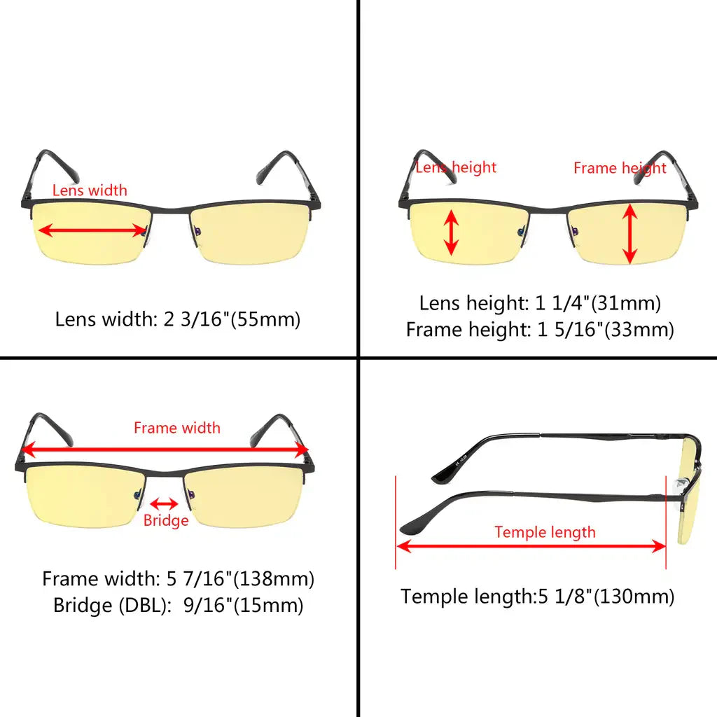 Half Rim Blue Light Blocking Reading Glasses Women Men