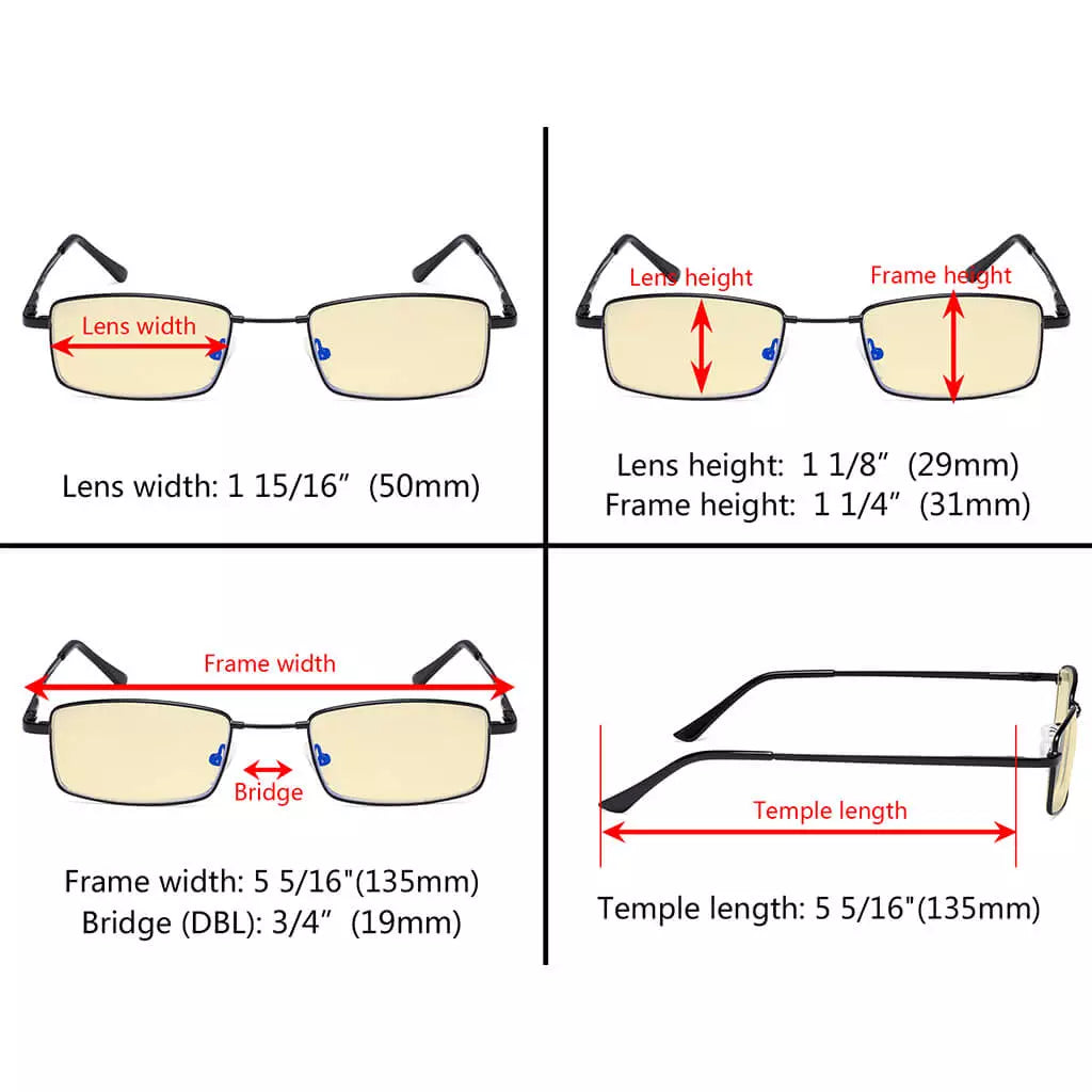 Metal Vintage Blue Light Blocking Reading Glasses Women Men