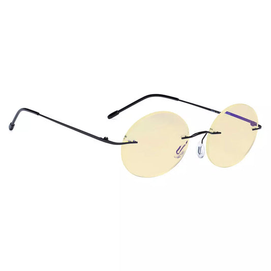 Rimless Round Blue Light Blocking Reading Glasses Women Men