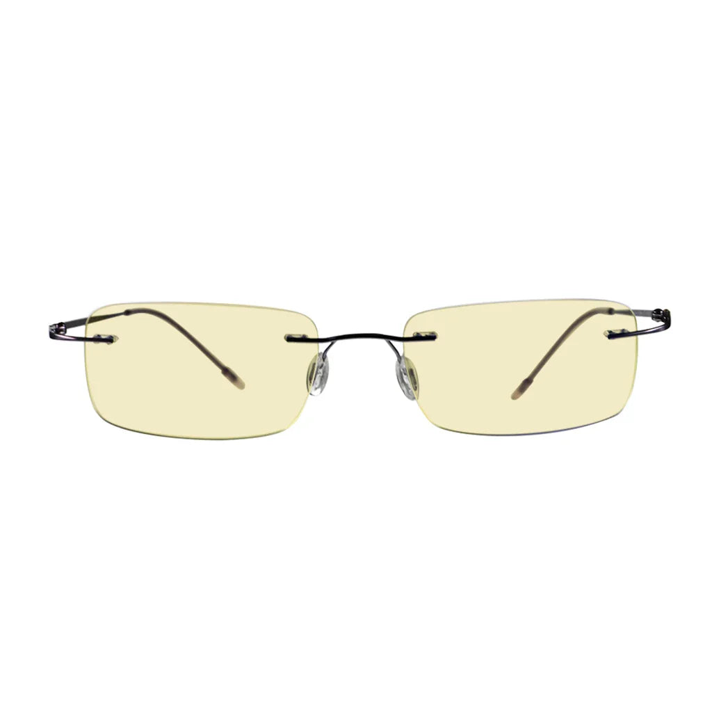 Rimless Yellow Tinted Blue Light Blocking Reading Glasses Women Men