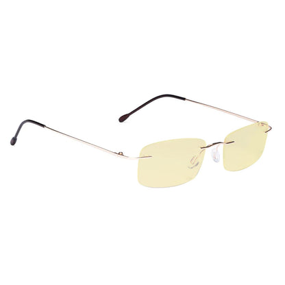 Rimless Yellow Tinted Blue Light Blocking Reading Glasses Women Men