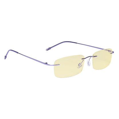 Rimless Yellow Tinted Blue Light Blocking Reading Glasses Women Men