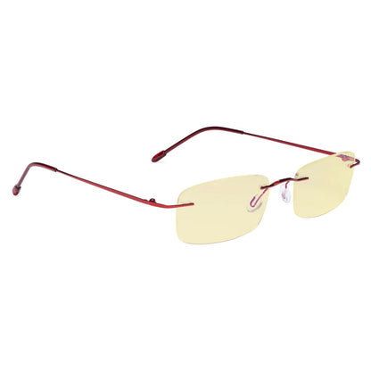 Rimless Yellow Tinted Blue Light Blocking Reading Glasses Women Men