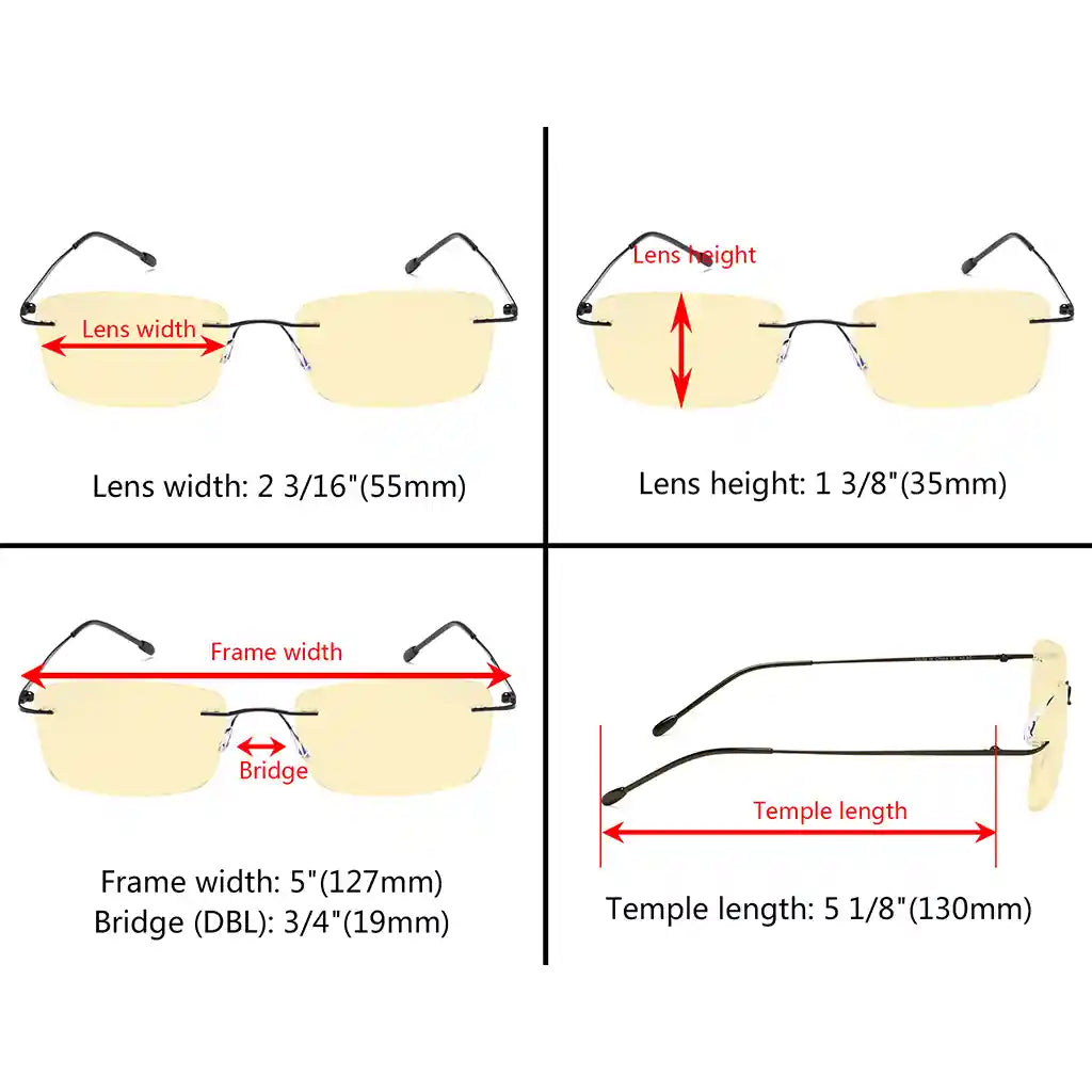 Rimless Blue Light Blocking Reading Glasses Women Men