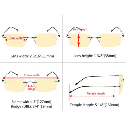 Rimless Blue Light Blocking Reading Glasses Women Men