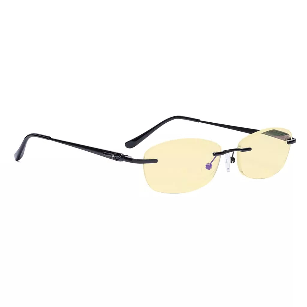 Rimless Yellow Tinted Blue Light Blocking Reading Glasses Women Men