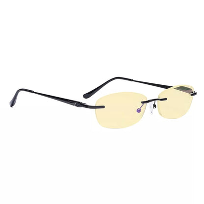 Rimless Yellow Tinted Blue Light Blocking Reading Glasses Women Men