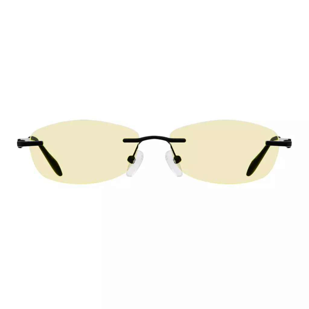 Rimless Yellow Tinted Blue Light Blocking Reading Glasses Women Men