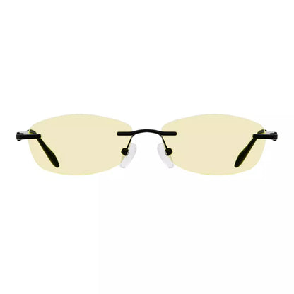 Rimless Yellow Tinted Blue Light Blocking Reading Glasses Women Men