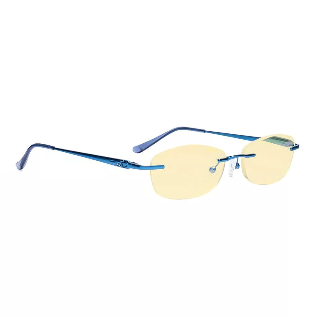 Rimless Yellow Tinted Blue Light Blocking Reading Glasses Women Men