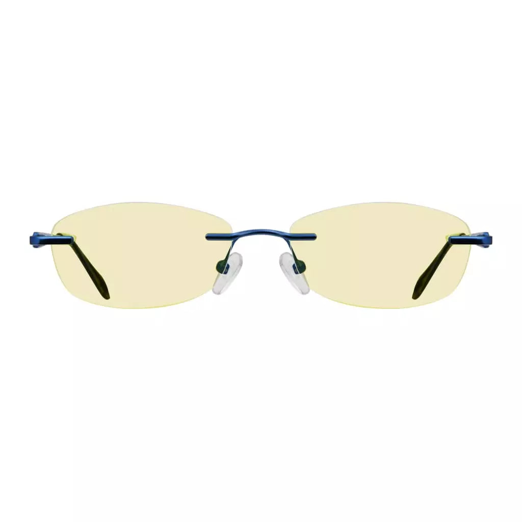 Rimless Yellow Tinted Blue Light Blocking Reading Glasses Women Men