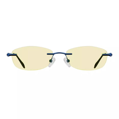 Rimless Yellow Tinted Blue Light Blocking Reading Glasses Women Men