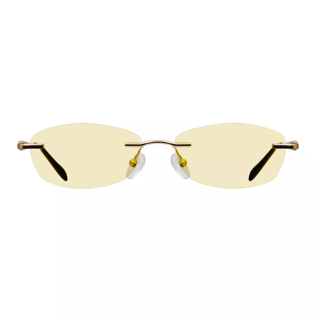 Rimless Yellow Tinted Blue Light Blocking Reading Glasses Women Men