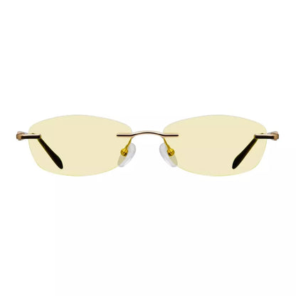 Rimless Yellow Tinted Blue Light Blocking Reading Glasses Women Men
