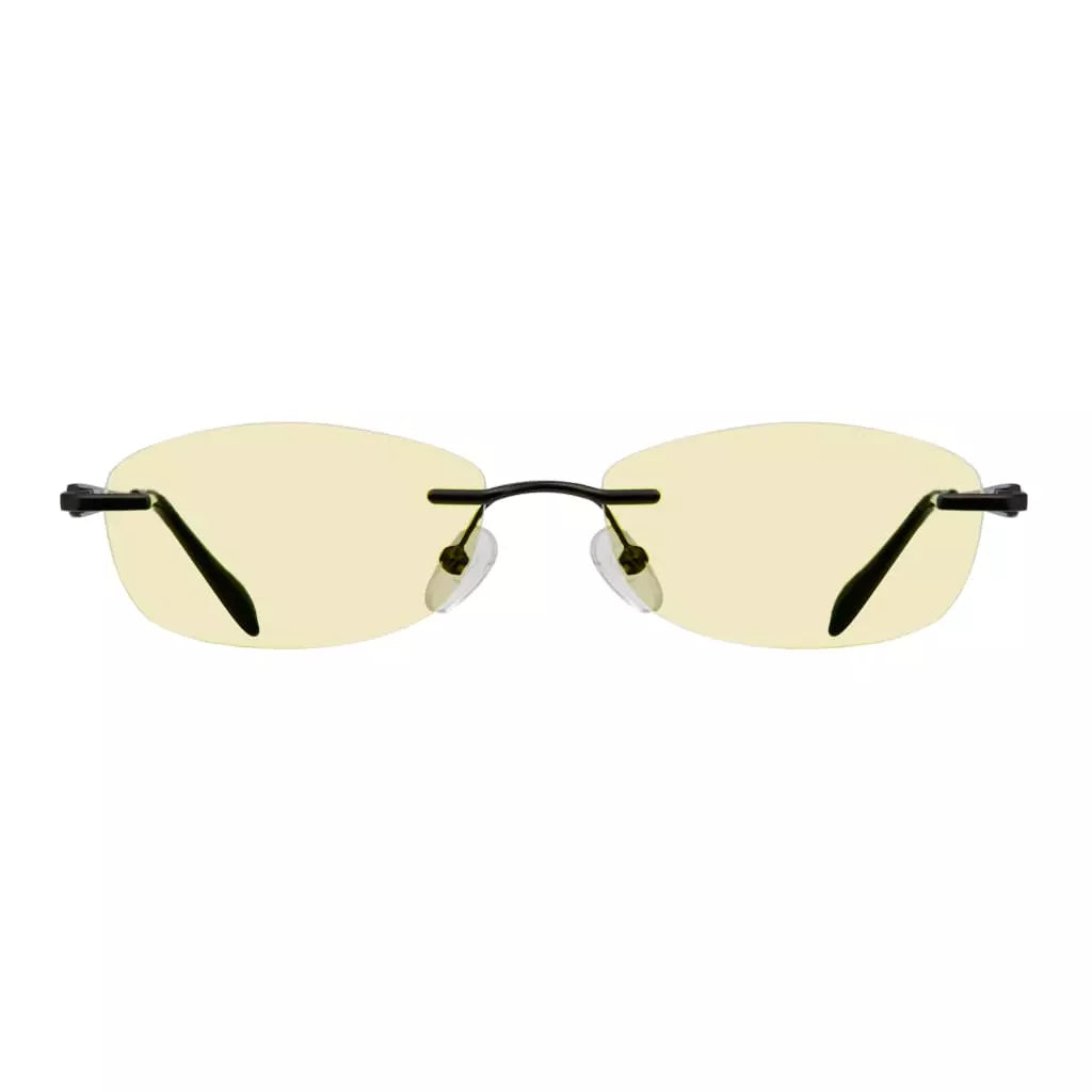 Rimless Yellow Tinted Blue Light Blocking Reading Glasses Women Men