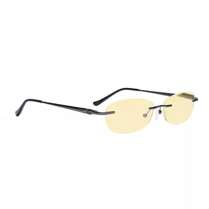 Rimless Yellow Tinted Blue Light Blocking Reading Glasses Women Men