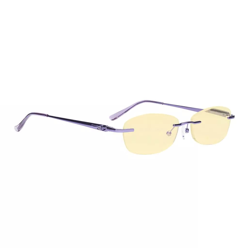 Rimless Yellow Tinted Blue Light Blocking Reading Glasses Women Men