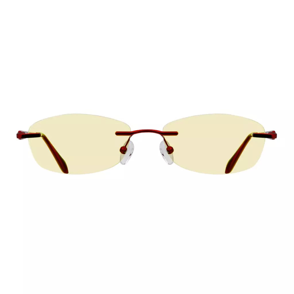 Rimless Yellow Tinted Blue Light Blocking Reading Glasses Women Men