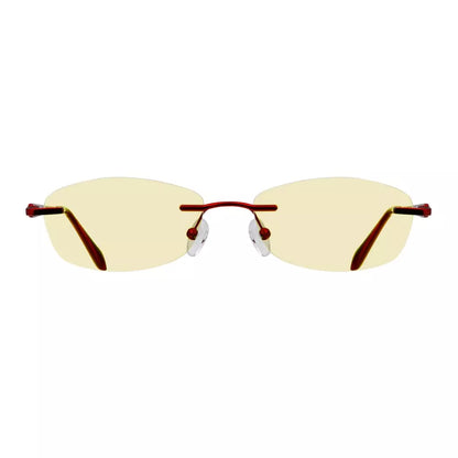 Rimless Yellow Tinted Blue Light Blocking Reading Glasses Women Men