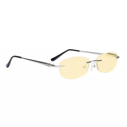 Rimless Yellow Tinted Blue Light Blocking Reading Glasses Women Men