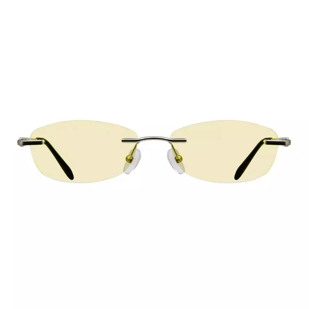 Rimless Yellow Tinted Blue Light Blocking Reading Glasses Women Men