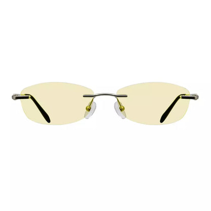 Rimless Yellow Tinted Blue Light Blocking Reading Glasses Women Men