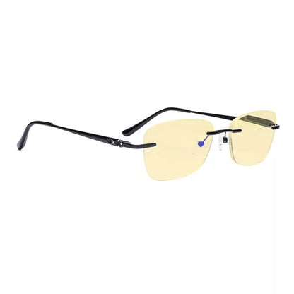 Rimless Yellow Tinted Blue Light Blocking Reading Glasses Women Men