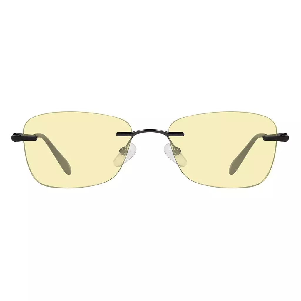 Rimless Yellow Tinted Blue Light Blocking Reading Glasses Women Men