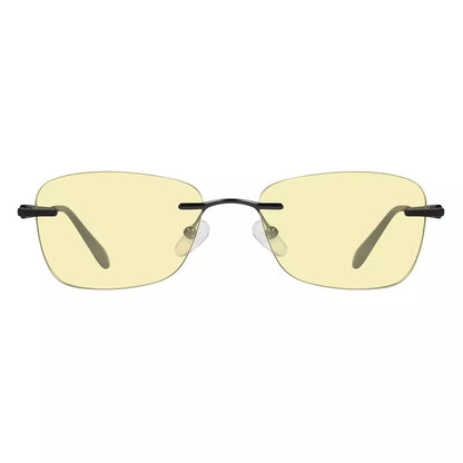 Rimless Yellow Tinted Blue Light Blocking Reading Glasses Women Men