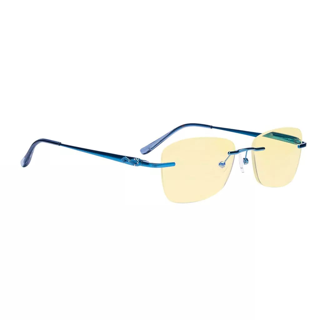 Rimless Yellow Tinted Blue Light Blocking Reading Glasses Women Men