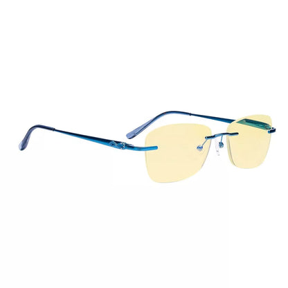 Rimless Yellow Tinted Blue Light Blocking Reading Glasses Women Men