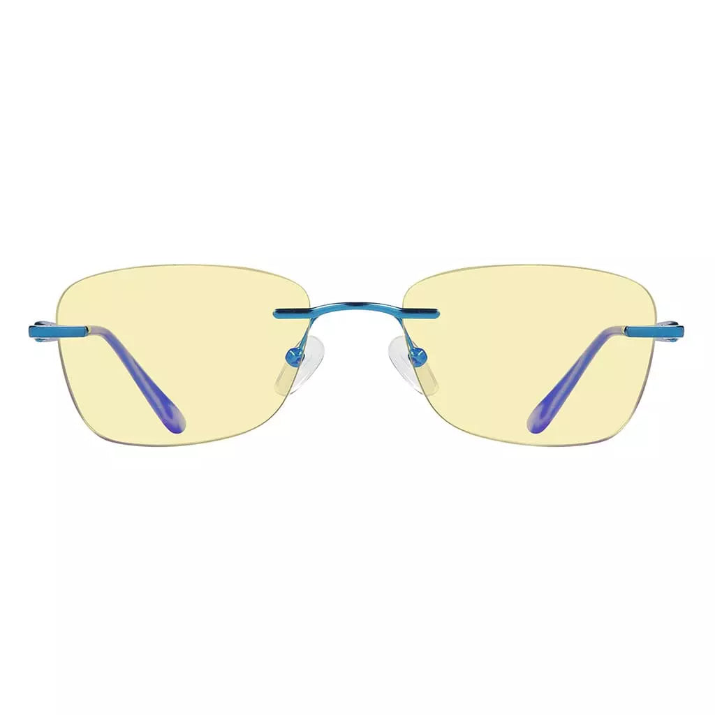 Rimless Yellow Tinted Blue Light Blocking Reading Glasses Women Men
