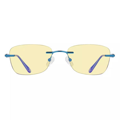 Rimless Yellow Tinted Blue Light Blocking Reading Glasses Women Men