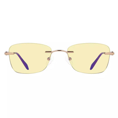 Rimless Yellow Tinted Blue Light Blocking Reading Glasses Women Men