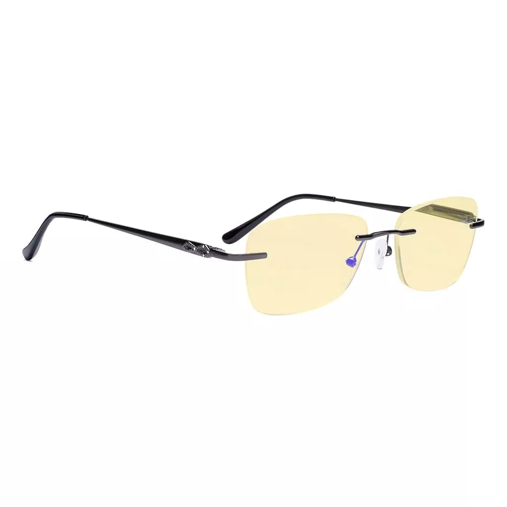 Rimless Yellow Tinted Blue Light Blocking Reading Glasses Women Men