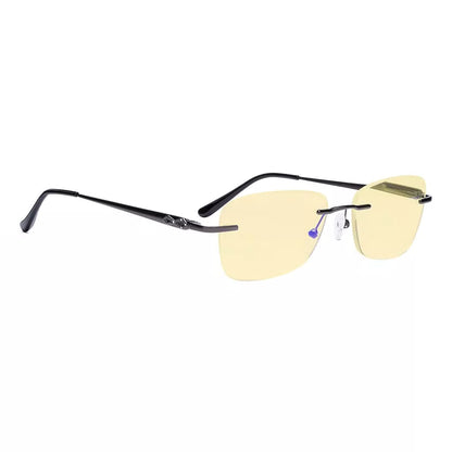 Rimless Yellow Tinted Blue Light Blocking Reading Glasses Women Men