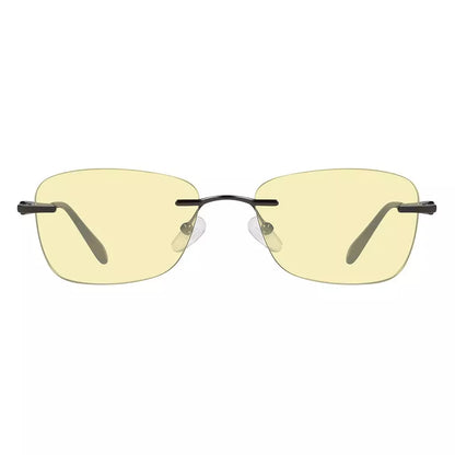 Rimless Yellow Tinted Blue Light Blocking Reading Glasses Women Men