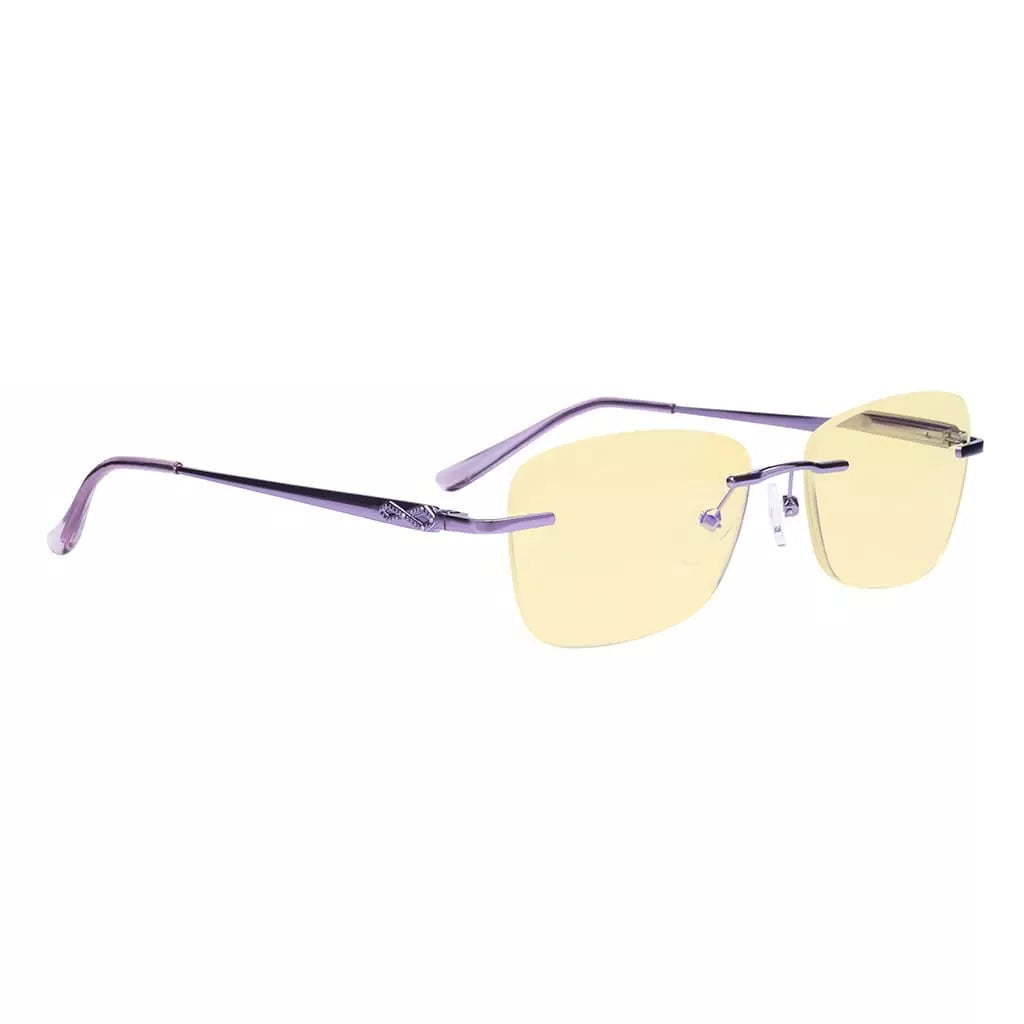 Rimless Yellow Tinted Blue Light Blocking Reading Glasses Women Men