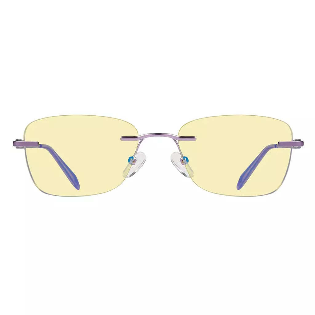 Rimless Yellow Tinted Blue Light Blocking Reading Glasses Women Men