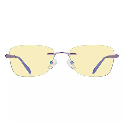 Rimless Yellow Tinted Blue Light Blocking Reading Glasses Women Men