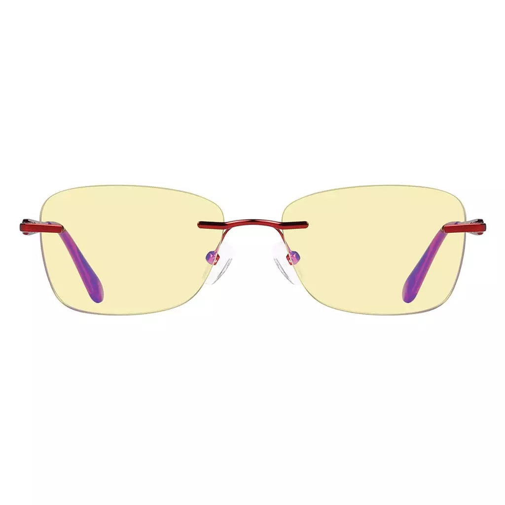 Rimless Yellow Tinted Blue Light Blocking Reading Glasses Women Men