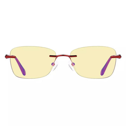 Rimless Yellow Tinted Blue Light Blocking Reading Glasses Women Men